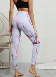 Women's Mid Waist Blush Pink Leggings with Waist Detail